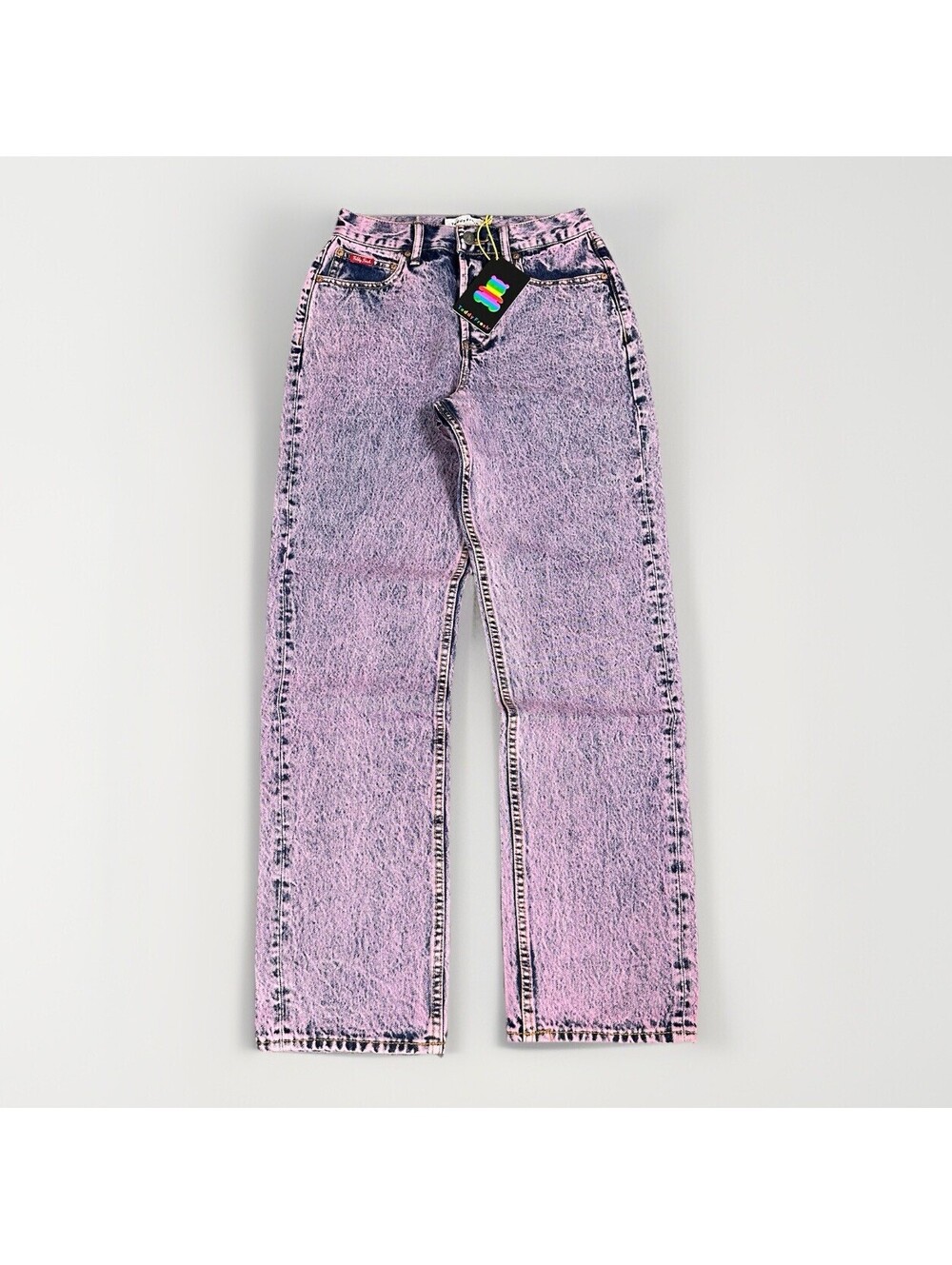 Teddy Fresh Vintage Purple Acid Wash High Rise Straight Jeans Size 25 NWT 25x31